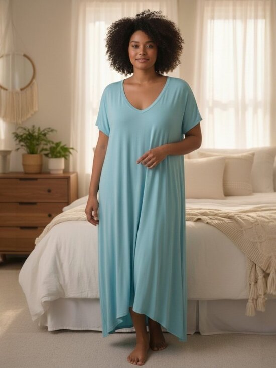 Dear Scarlett Dresses & Skirts - Dear Scarlett Light Blue V-Neck Maxi Dress - Women Size XL